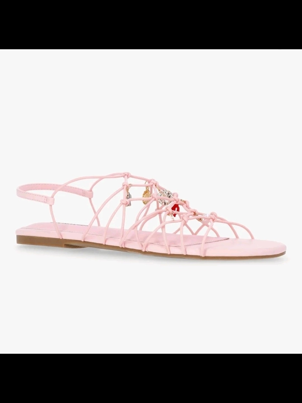 No Boundaries Caged Flat Sandals Womens's Shoes Sandals Pink